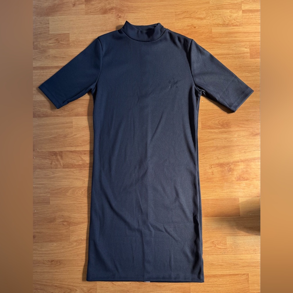 Adidas Originals Navy Ribbed Mock Neck Dress – Size S